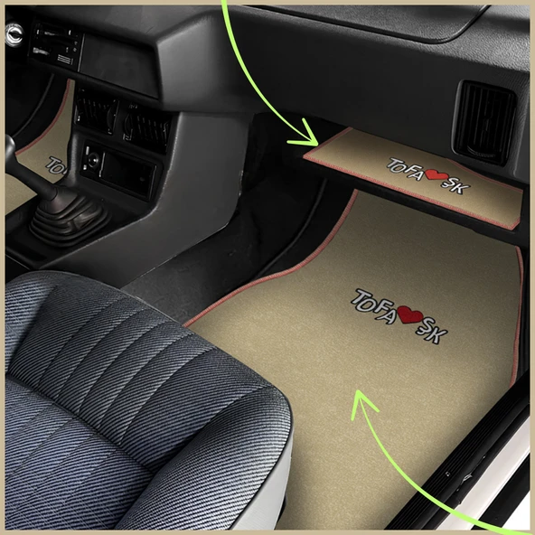 Tofaş Şahin Doğan Kartal Nakışlı Bej Renk Oto Halı Paspas / Tofaş Bej Torpido Alt Kaplama Örtüsü ürün görseli