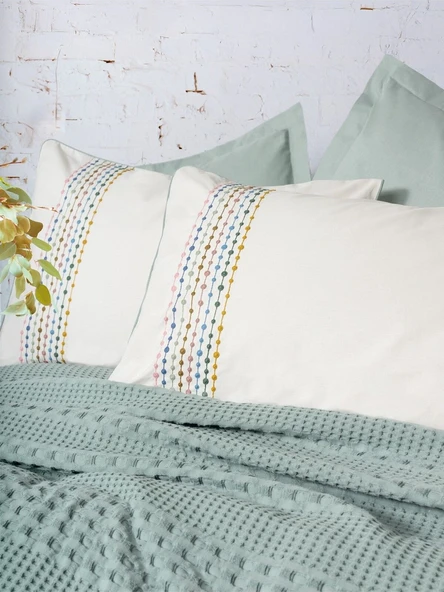 Cotton Box Aura Çift Kişilik Pike Takımı Pebble Mint - Resim 2