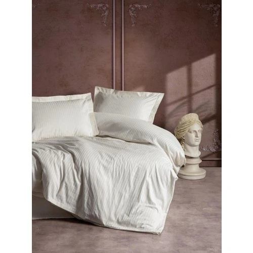 Cotton Box Elegant Stripe Çift Kişilik Nevresim Takımı Saten Ekru - 2