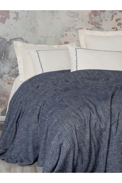 Cotton Box Embrova Çift Kişilik Pike Takımı Şönil Loom Lacivert - Resim 2
