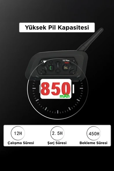 Torima Ejeas V6PRO+ Double 2li Helmet İnterkom Motosiklet İntercomu Kask Kulaklığı - Resim 3