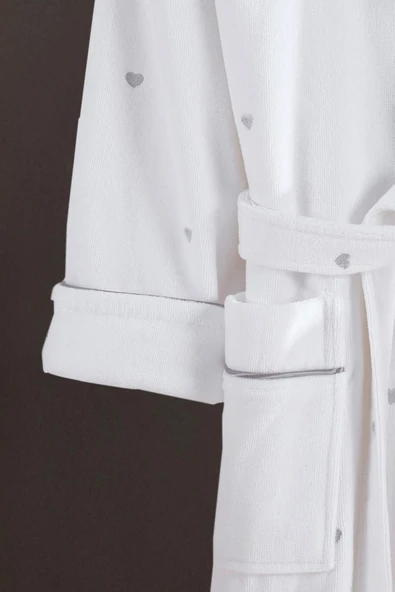 Varol Kalpli Nakışlı %100 Pamuk Love Serisi Bornoz - Resim 10