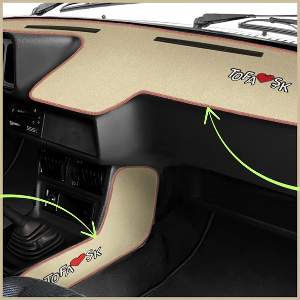 Tofaş Şahin Doğan Kartal Alçak - Düşük Göğüs Bej Torpido Koruma & Vites Konsol Yan Kaplama Halısı ürün görseli