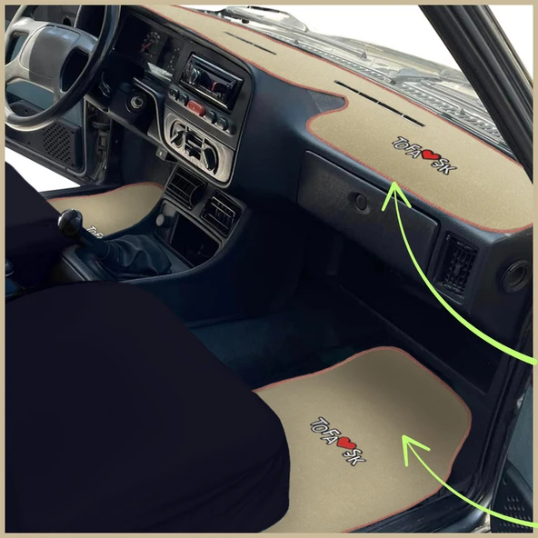 Tofaş Şahin Doğan Kartal Bej Renk Oto Halı Paspas Seti + Yüksek Torpido Koruma Kaplama Halısı ürün görseli