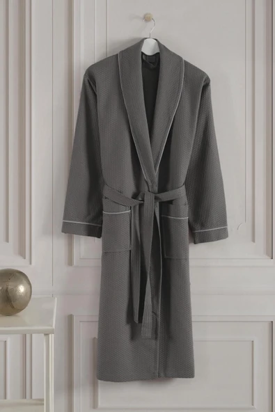 Varol Dama Serisi Şal Yaka Pike Bornoz Sabahlık - Resim 6