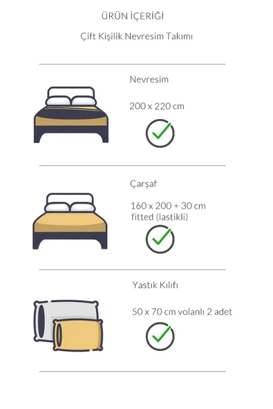 Varol Çift Kişilik Saten Çizgili Nevresim Takımı – Lastikli Çarşaf, Parlak ve Yumuşak Kumaş - Resim 8