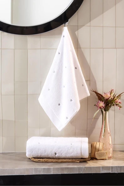 Varol Love Serisi Nakışlı Micro Cotton Banyo Havlu Seti - Resim 3