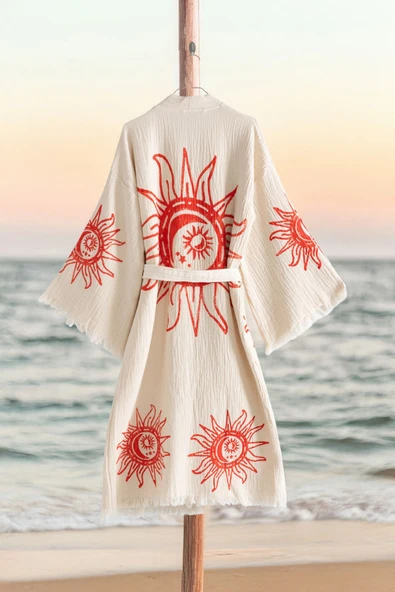 Varol Organik %100 Pamuk Kimono Yaka Sabalık Bornoz - Heliona v1 - Resim 2