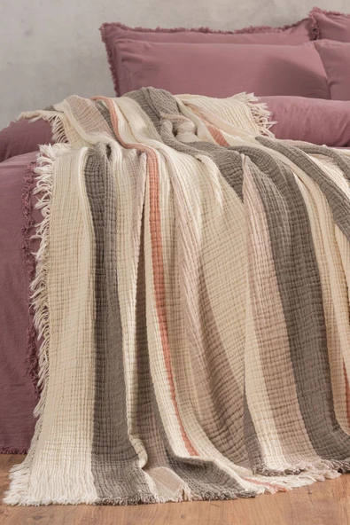 Varol 4 Katlı %100 Pamuk Müslin Pike & Yatak Örtüsü – 230x250 cm - Resim 4