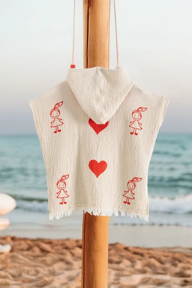 Varol Organik %100 Pamuk Müslin Çocuk Panço - Lovely - Resim 2