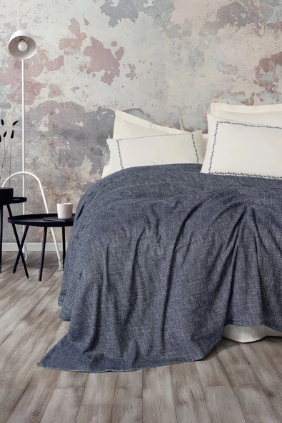 Cotton Box Embrova Çift Kişilik Pike Takımı Şönil Loom Lacivert ürün görseli
