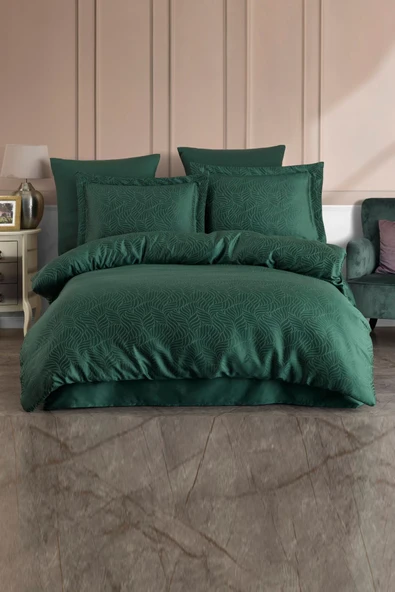 Varol Liyosel Jakar Nevresim Takımı Tek Kişilik - Lienzo Yeşil ürün görseli