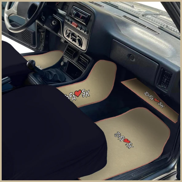 Tofaş Şahin Doğan Kartal Bej Renk Oto Halı Paspas / Orta Konsol Koruma Yan Halı Torpido Sehpa Örtüsü - Resim 2