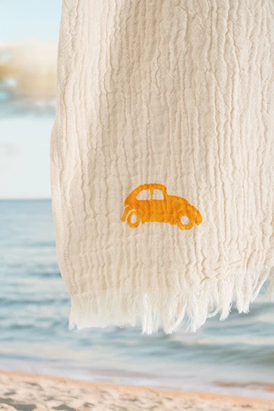 Varol Organik %100 Pamuk Müslin Çocuk Panço - Trafik - Resim 3