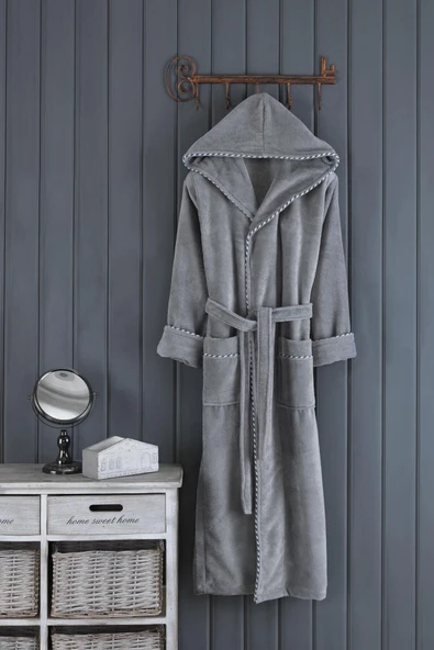 Varol Biyeli Kapşonlu Bambu Bornoz - 6