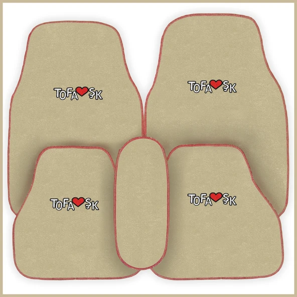 Tofaş Şahin Doğan Kartal Bej Renk Oto Halı Paspas Seti + Yüksek Torpido Koruma Kaplama Halısı - Resim 4