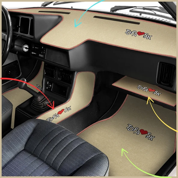 Tofaş Şahin Doğan Kartal Bej Renk Alçak Torpido Halısı / Oto Halı Paspas & Torpido Konsol Koruma Set ürün görseli