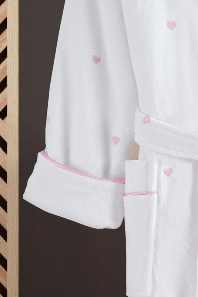 Varol Kalpli Nakışlı %100 Pamuk Love Serisi Bornoz - Resim 11