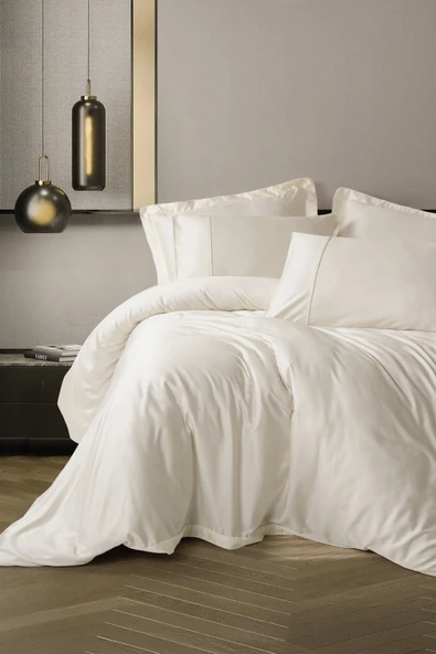 Cotton Box Silky Saten Çift Kişilik Nevresim Takımı Ekru ürün görseli