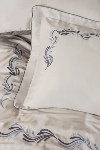 Varol Nakışlı Pamuk Saten Çift Kişilik Nevresim Takımı - Resim 11