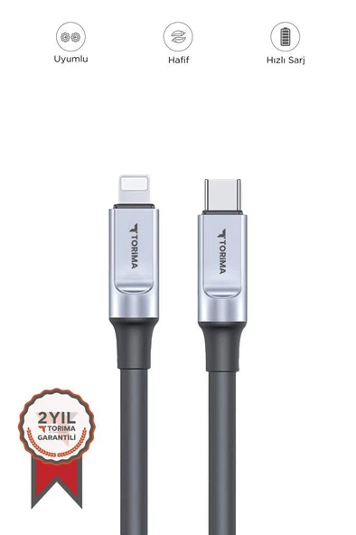 Torima U15 Siyah 3.0A TYPE-C TO LIGHTINING Şarj-Data Kablosu 1metre ürün görseli