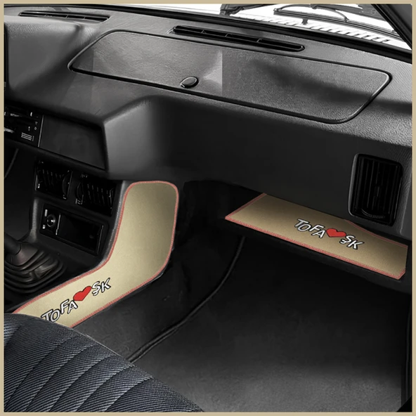 Tofaş Şahin Doğan Kartal Bej Renk Torpido Orta Konsol Yan Koruma Halısı ve Torpido Alt Sehpa Örtüsü - Resim 2