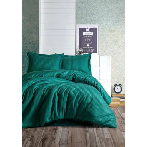 Cotton Box Elegant Stripe Çift Kişilik Nevresim Takımı Saten Petrol - 2