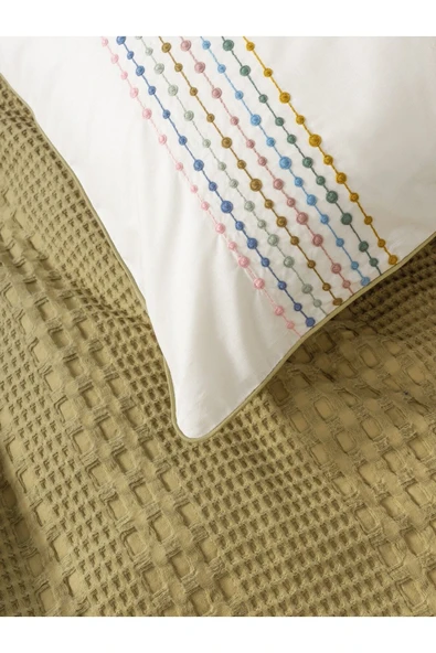 Cotton Box Aura Çift Kişilik Pike Takımı Pebble Hardal - Resim 4