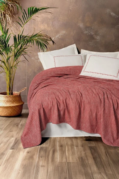 Cotton Box Embrova Çift Kişilik Pike Takımı Şönil Loom Bordo - 1
