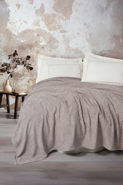 Cotton Box Embrova Çift Kişilik Pike Takımı Şönil Loom Bej ürün görseli
