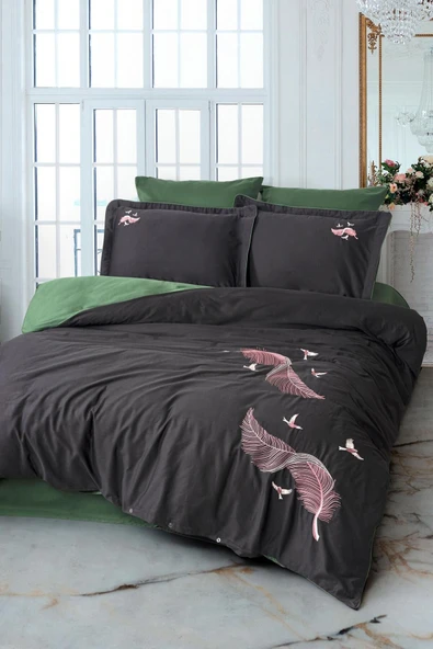 Varol Nakışlı Pamuk Saten Çift Kişilik Nevresim Takımı - Resim 2