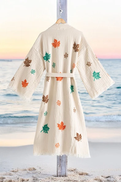 Varol Organik %100 Pamuk Kimono Yaka Sabalık Bornoz - Sonbahar ürün görseli