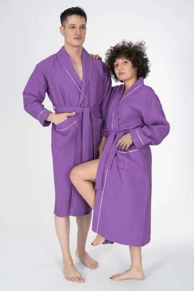 Varol Kaos Serisi Şal Yaka Pike Bornoz Sabahlık - Resim 12