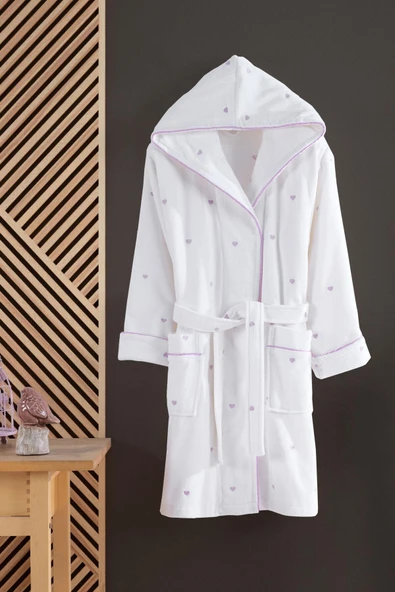 Varol Kalpli Nakışlı %100 Pamuk Love Serisi Bornoz - Resim 3