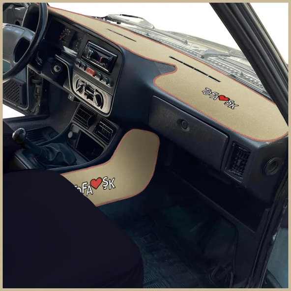 Tofaş Şahin Doğan Kartal Bej Renk Yüksek Torpido Koruma Halısı & Vites Orta Konsol Yan Kaplama Halı - Resim 2