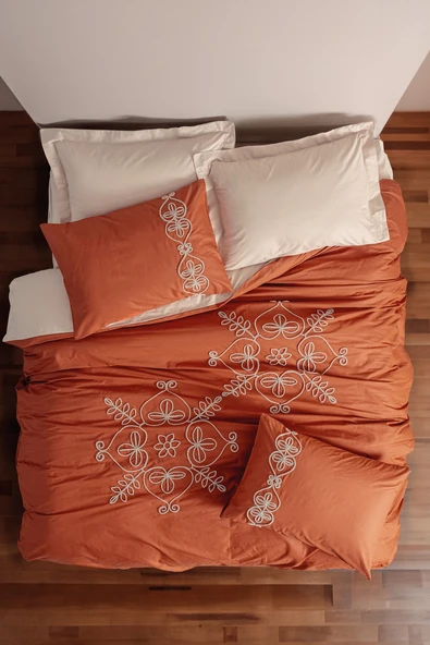 Cotton Box Brode Serisi Çift Kişilik Nevresim Takımı Tiva Bej ürün görseli