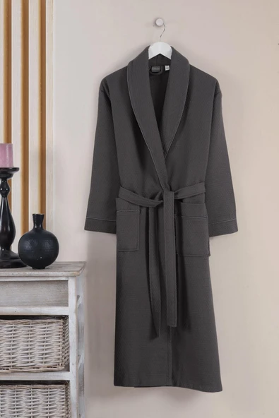 Varol Dama Serisi Şal Yaka Pike Bornoz Sabahlık - Resim 2