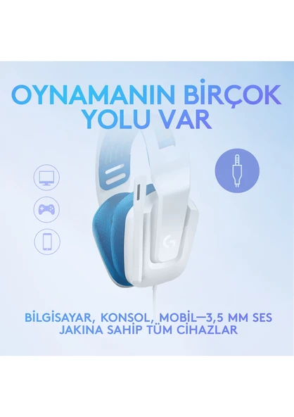Logitech G335 Beyaz Kablolu Kulak Üstü Oyuncu Kulaklığı - 3