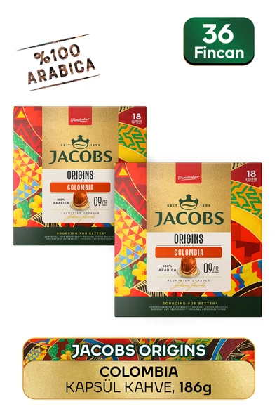 Jacobs Origins Colombia Nespresso Uyumlu Alüminyum Kapsül Kahve 36 Kapsül ürün görseli