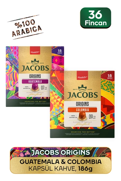 Jacobs Origins Guatemala + Origins Colombia Nespresso Uyumlu Alüminyum Kapsül Kahve 36 Kapsül ürün görseli