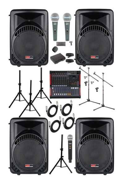 Lastvoice Ample Classy-Paket-4 Aktif hoparlör ve Mixer Full Ses Sistemi Seti - 1