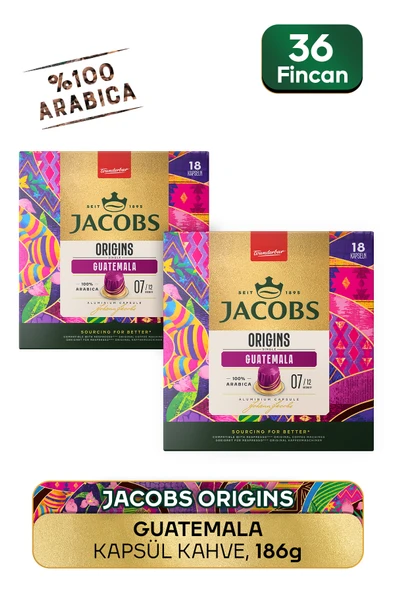 Jacobs Origins Guatemala Nespresso Uyumlu Alüminyum Kapsül Kahve 36 Kapsül ürün görseli