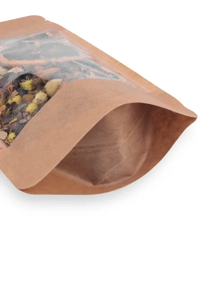 8,5x14,5 cm. Kraft Geniş Pencereli Doypack - 50 Adet - Resim 5