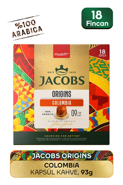 Jacobs Origins Colombia Nespresso Uyumlu Alüminyum Kapsül Kahve 18'li ürün görseli