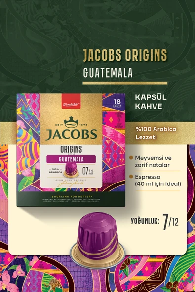 Jacobs Origins Guatemala Nespresso Uyumlu Alüminyum Kapsül Kahve 36 Kapsül - Resim 2