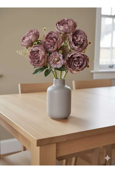 Koca Kafalı Lotus Çiçeği Şeftali MORLU LİLA TONLU 42 Cm Ev Dekor ürün görseli 1