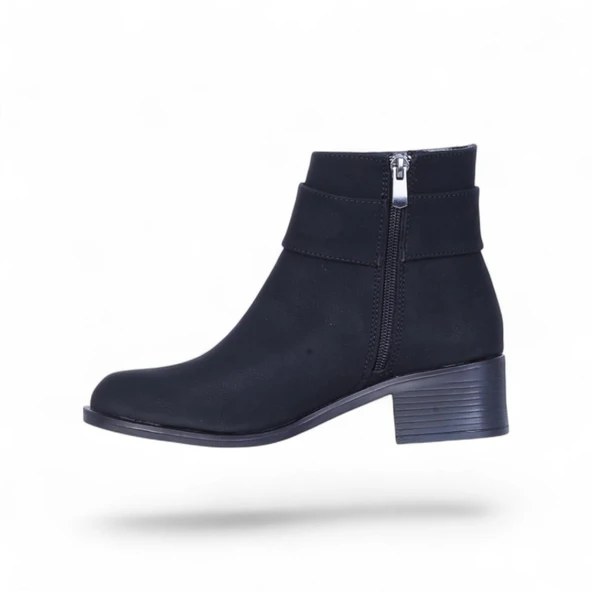 Scarletta S14 Nubuk Siyah 5Cm Kadın Topuklu Bot - 3