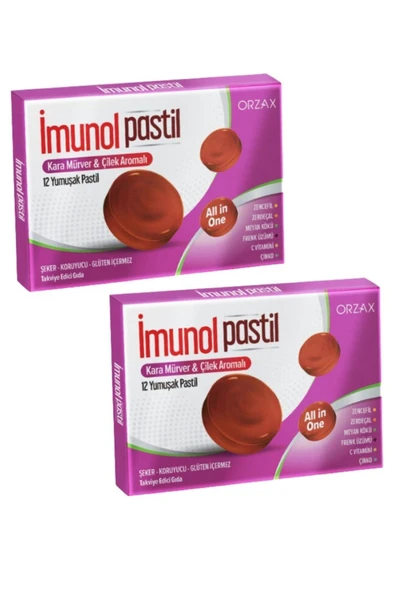 İMUNOL İmunol Karamürver & Çilek Aromalı 12 Pastil x 2 Adet - 1