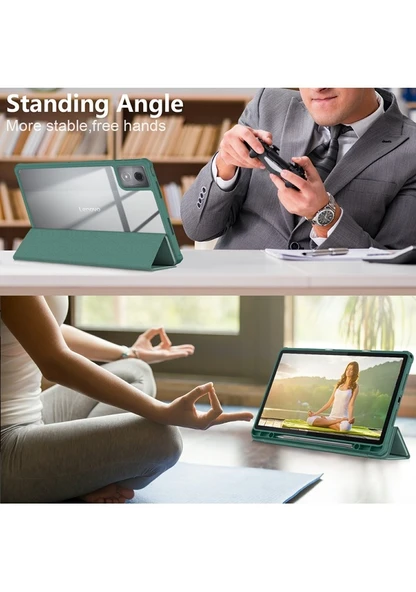 Lenovo Tab K11 Plus Tb230xc Kılıf Otomatik Uyku/uyandırma Pu Deri Flip Tablet Kapak Üç Katlı Stand - 8