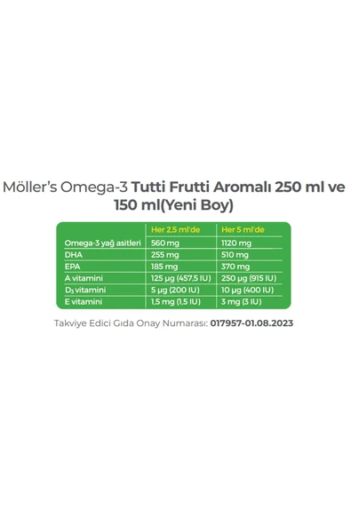 MÖLLER'S Möllers Omega 3 Tutti Frutti Aromalı Balık Yağı 150 ml - Resim 2